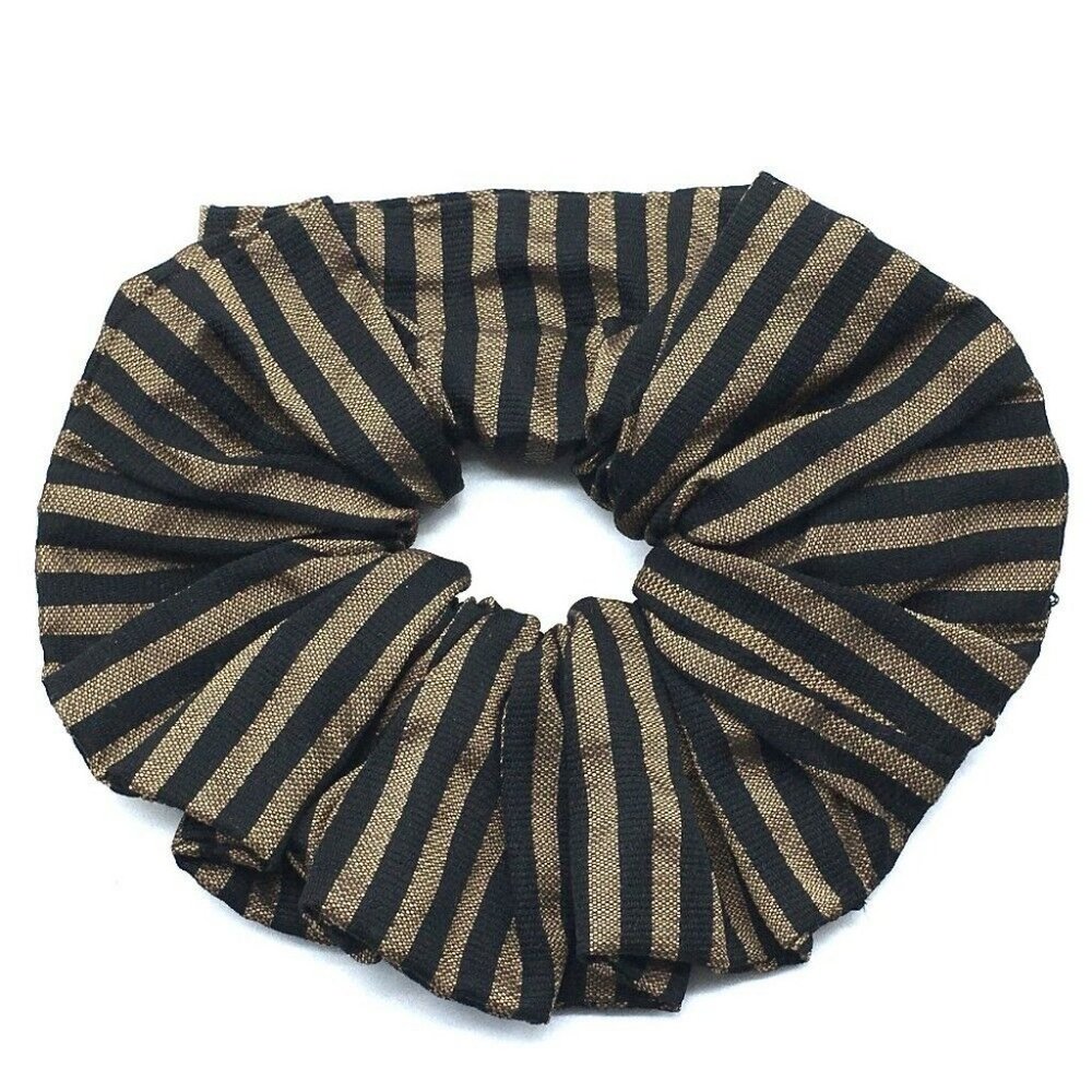 AUTHENTIC FENDI Pecan Scrunchie Hair Accessories Hair Elastic Canvas Brown x Bla